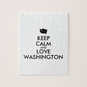 Customizable KEEP CALM and LOVE WASHINGTON Jigsaw Puzzle