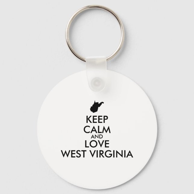 Customizable KEEP CALM and LOVE WEST VIRGINIA Keychain (Front)