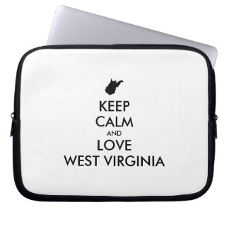 Customizable KEEP CALM and LOVE WEST VIRGINIA Laptop Sleeve
