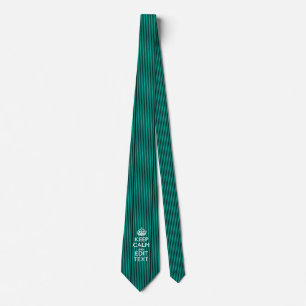 Customizable Keep Calm Your Text on Stripes Neck Tie