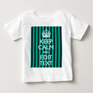 Customizable Keep Calm Your Text Turquoise Stripes Baby T-Shirt