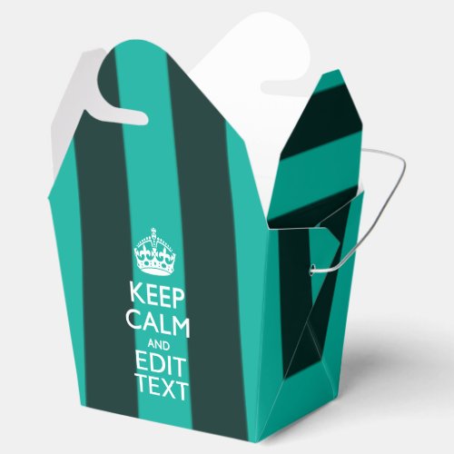 Customizable Keep Calm Your Text Turquoise Stripes Favor Boxes