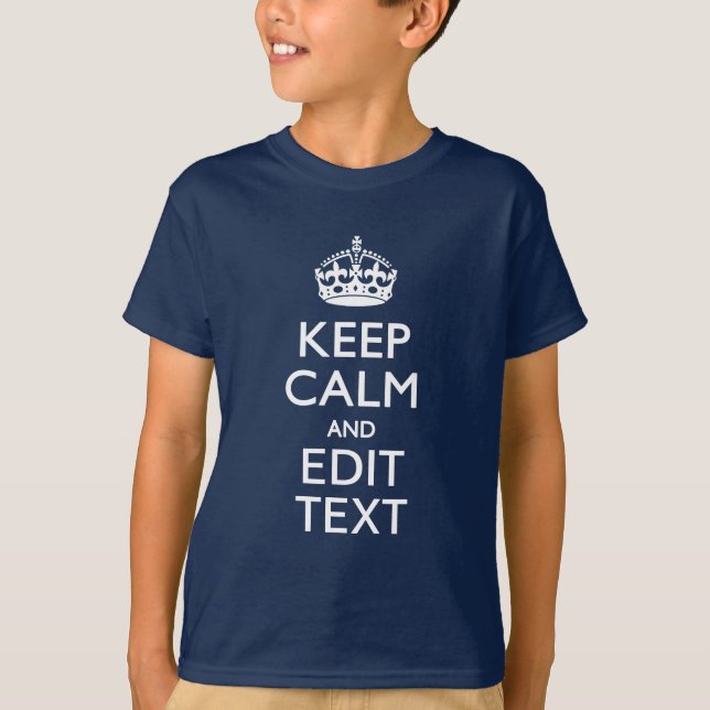 Customizable Keep Calm Your Text Turquoise Stripes T-Shirt (Front)