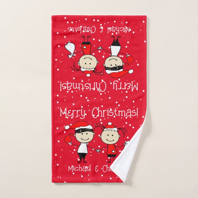 Customizable Kids and Adult Couples Christmas Hand Towel (Hand Towel)