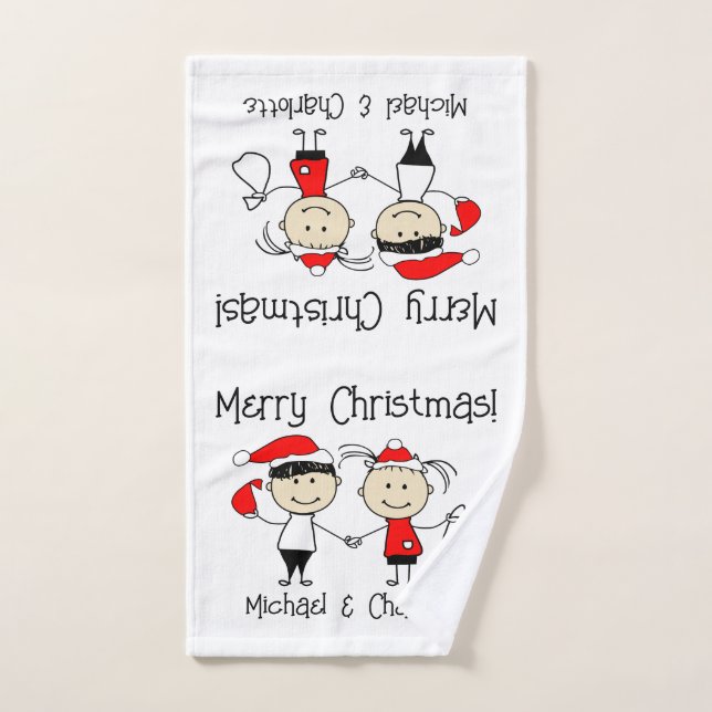 Customizable Kids and Adult Couples Christmas Hand Towel (Hand Towel)