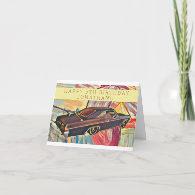 Customizable Kid's Birthday Card Car Fun Unique  (Front)