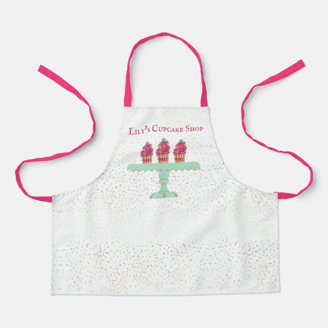 Customizable Kid's Cupcake Shop Apron (Front)