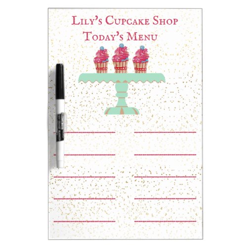 Customizable Kids Cupcake Shop Menu Dry Erase Boa Dry Erase Board