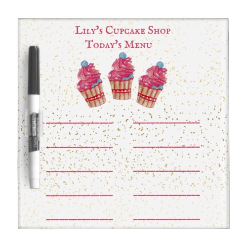 Customizable Kids Cupcake Shop Menu Dry Erase Board