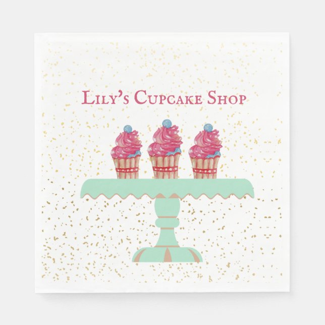Customizable Kid's Cupcake Shop Napkins (Front)