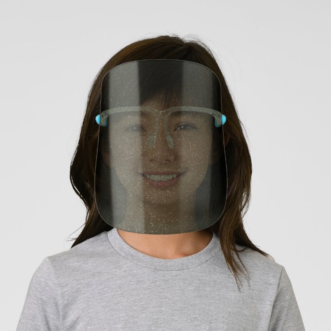 Customizable Kids Face Shield – Moss Green Noise (Insitu)