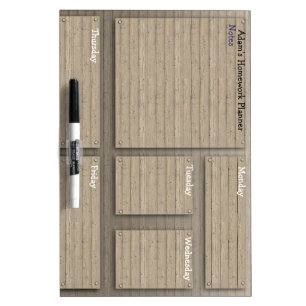 Customizable kids homework planner rustic Dry-Erase board