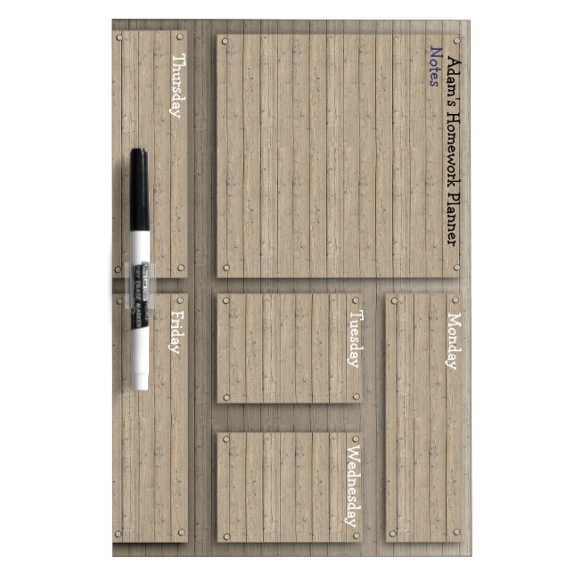 Customizable kids homework planner rustic Dry-Erase board (Front)