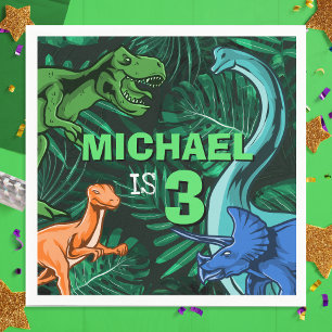 Customizable Kids Jurassic Dino Dinosaur Birthday Napkins