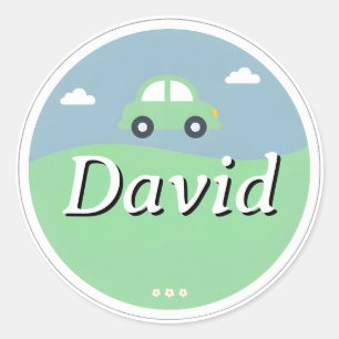 Customizable Kids Name Sticker – Green Car