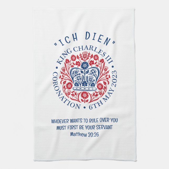 Customizable KING CHARLES III Coronation Kitchen Towel (Vertical)