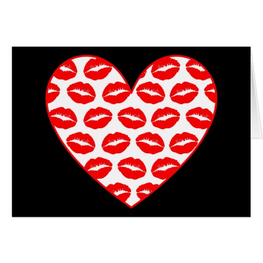 Customizable Kissy Lips Heart Cards (Front Horizontal)