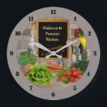 (Customizable) Kitchen Clock<br><div class="desc">🔴Click "Personalize" to insert your name on the chalk board. More items with this design: www.zazzle.com/aura2000/kitchen</div>
