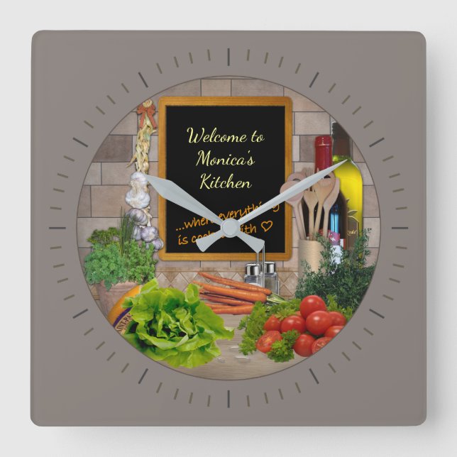 (Customizable) Kitchen Clock with your Name (Front)