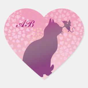 Customizable: Kitty and fairy mouse Heart Sticker