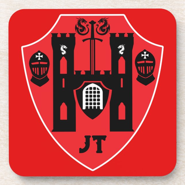 Customizable Knights Shield Beverage Coaster (Front)