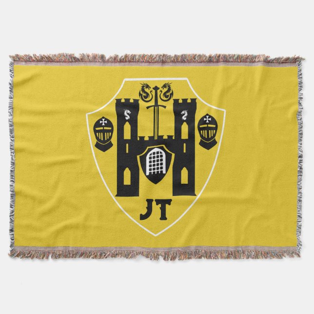 Customizable Knights Shield Throw Blanket (Front)