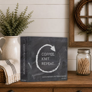 Customizable Knitting Pattern Keeper 3 Ring Binder