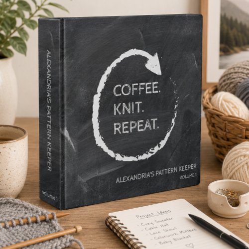 Customizable Knitting Pattern Keeper 3 Ring Binder