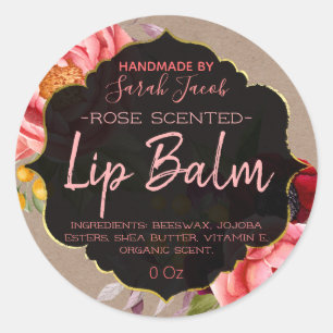 Customizable Kraft Floral Lip Balm Label