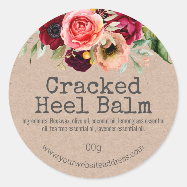Customizable Label For Handmade Heel Balm (Front)