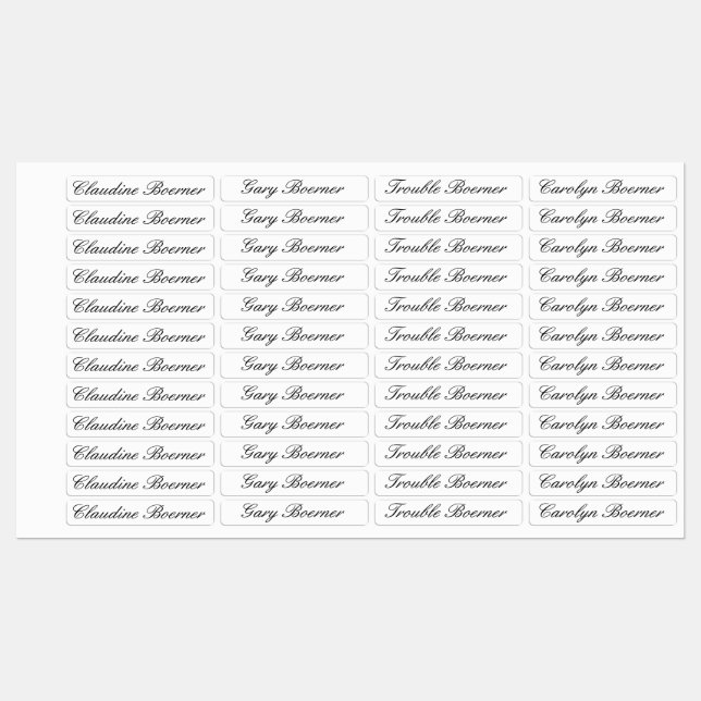 Customizable Labels for Fabric 4 Names Option (Sheet)