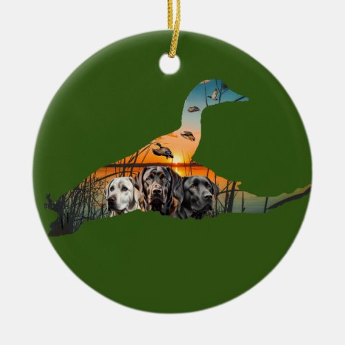 Customizable Labrador Ornament Flying Duck Ceramic Ornament