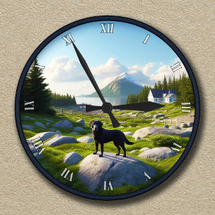 Customizable Labrador Retriever Landscape Scene Round Clock