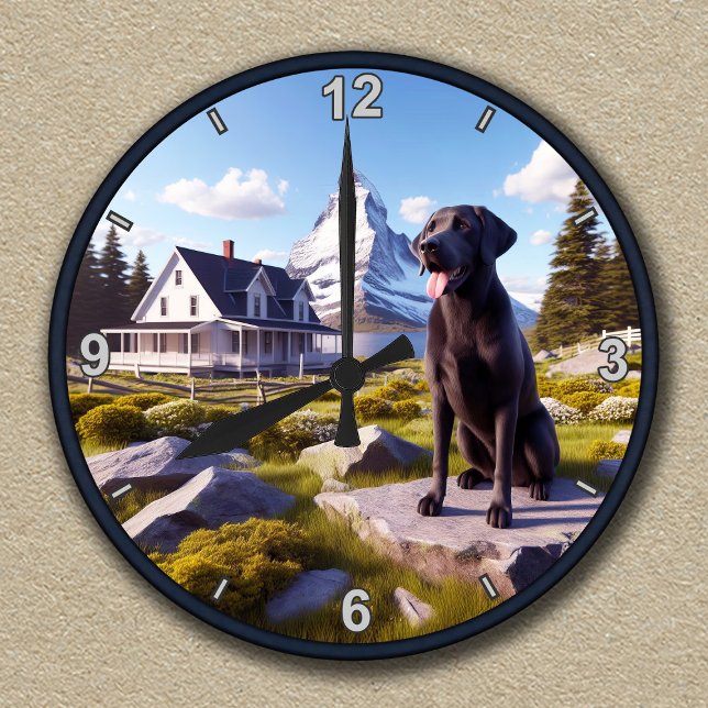 Customizable Labrador Retriever Landscape Scene Round Clock (Creator Uploaded)