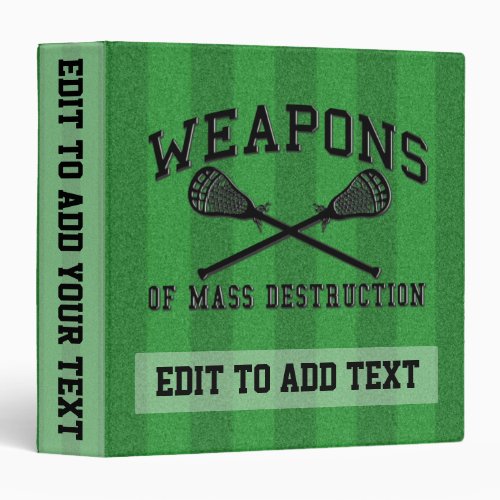 Customizable Lacrosse 3 Ring Binder Personalize Binder