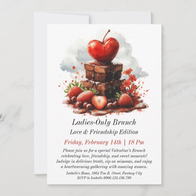 Customizable Ladies-Only Valentine’s Brunch Invite (Front)