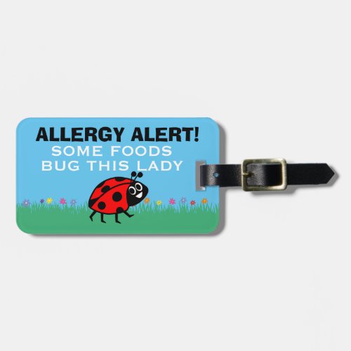 Customizable Ladybug Food Allergy Medical Alert Luggage Tag