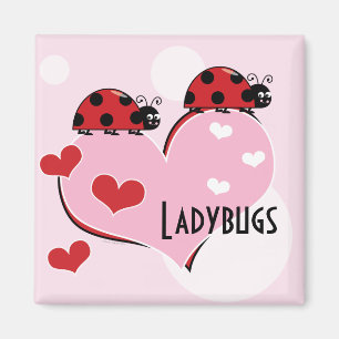 Customizable Ladybugs and Hearts Magnet