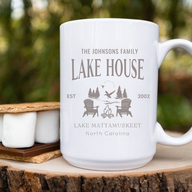 Customizable Lake House House Warming Gift 15oz Coffee Mug (Customizable Lake House House Warming Gift 15oz Coffee Mug)