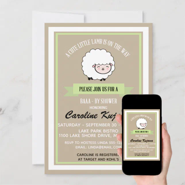 Customizable Lamb Baby Shower Invitation Zazzle