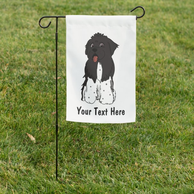 Customizable Landseer 1 sitting newfoundland Garden Flag (In SItu)