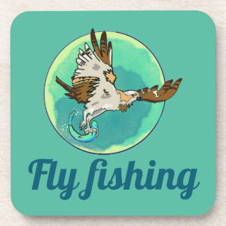 Customizable Laptop sleeve w Osprey catching fish Beverage Coaster
