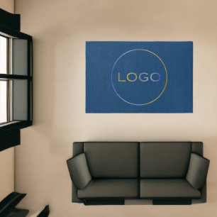 Customizable Large Business Logo, Marine Dark Blue Rug