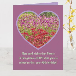 customizable Large Size Happy 90th Birthday/floral Card
