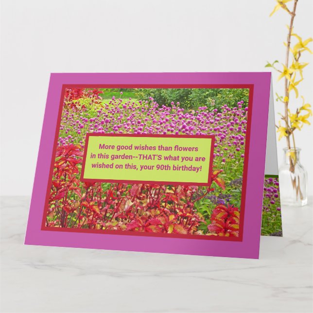 customizable Large Size Happy 90th Birthday/floral Card (Yellow Flower)