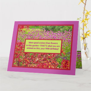 customizable Large Size Happy 90th Birthday/floral Card