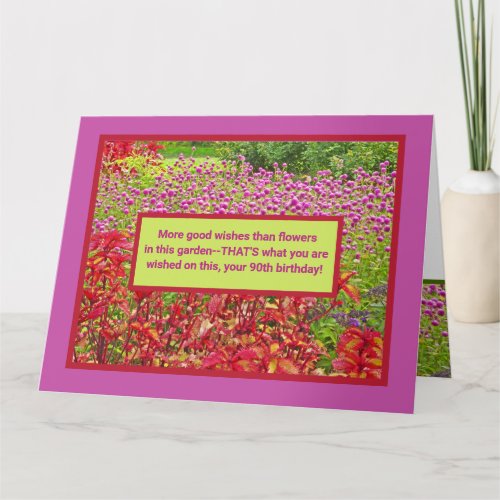 customizable Large Size Happy 90th Birthdayfloral Card