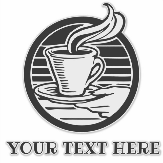 Customizable Large transparent Coffee Logo sticker (Front)