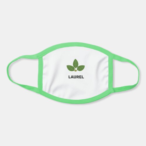 Customizable laurel leaves logo  name on black face mask