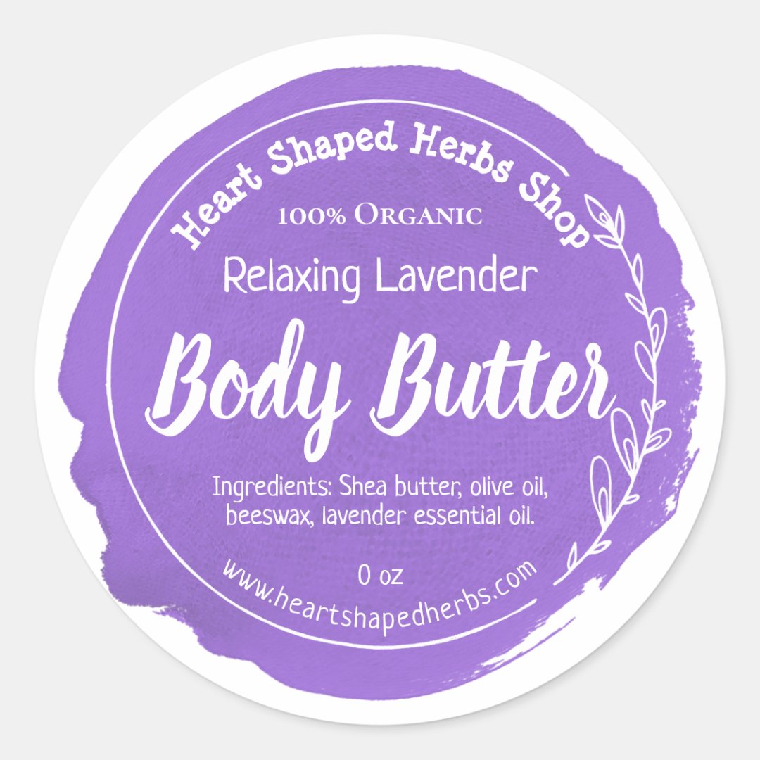 Customizable Lavender Body Butter Label Handmade Zazzle